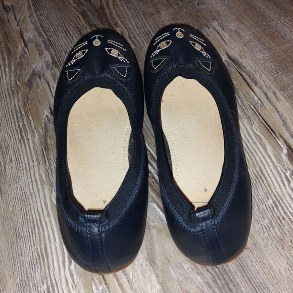 Gap Kids navy blue kitty cat  ballet flats  Sz 4 - Picture 4 of 6